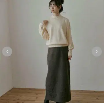 시마무라 choco 코드 레이스 자수 스커트 다크 브라운