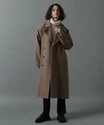 HARE 베이지 체스터 코트 허리 벨트 포함