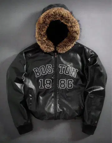 BOSTON 1986 후드 부착 가죽 자켓 사이즈 전개 있음