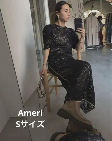 Ameri SHINE COATING LACE DRESS