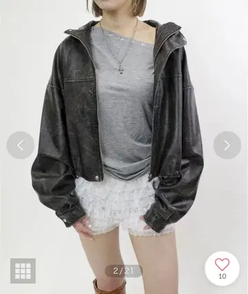 후즈후 갤러리 빈티지 스타일 가죽 블루종 BK