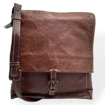 컨디션 최상 genten 겐텐 숄더백 가죽 천연 가죽 다크 브라운