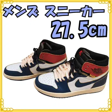 남성용 하이컷 스니커즈 27.5cm 블루 레드