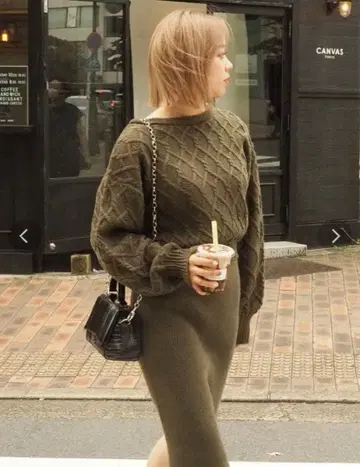 에브리리스 EVRIS 롱 슬릿 케이블 원피스