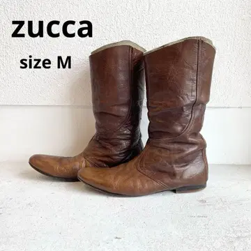 [ 레어 ] zucca 브라운 가죽 롱 부츠 M