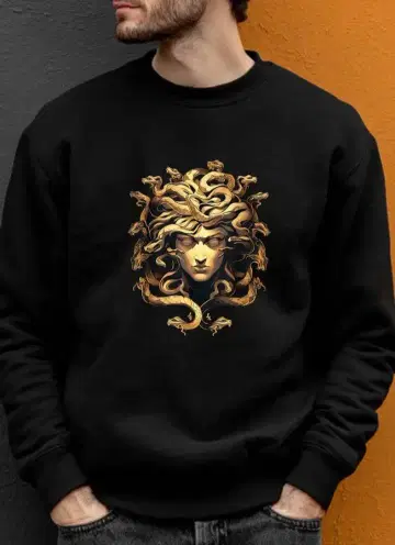 메두사 그래픽 블랙 맨투맨