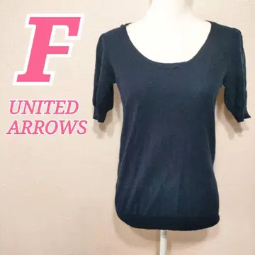 UNITED ARROWS 유나이티드 애로우즈 네이비 반팔 U넥 니트