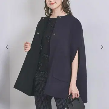 UNITED ARROWS 바이컬러 리버 케이프 네이비&블랙