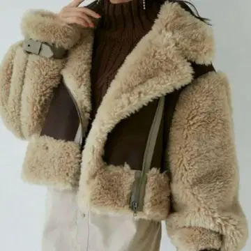 MURUA 무스탕 코트 베이지 브라운