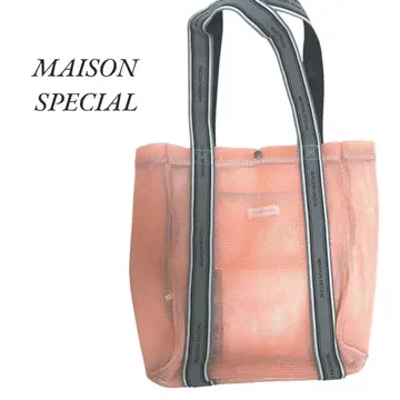 새상품급! MAISON SPECIAL 로고 테이프 메쉬 백 핑크