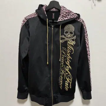 헤이세이 갸루 y2k 그런지 큐빅 해골 레오파드 저지 후드티