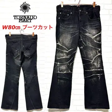 TORNADO MART 부츠컷 플레어 데님 블랙 데님 히게 가공