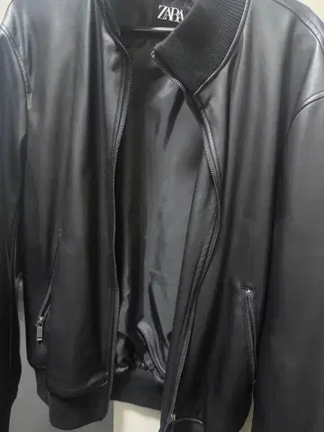한국 스타일 ZARA 블랙 레더 봄버 자켓