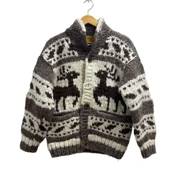 CANADIANSWEATER 카우친 루돌프 무늬 울 니트 가디건