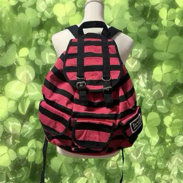 모리걸 y2k 00s 헤이세이 핑크 블랙 보더 백팩