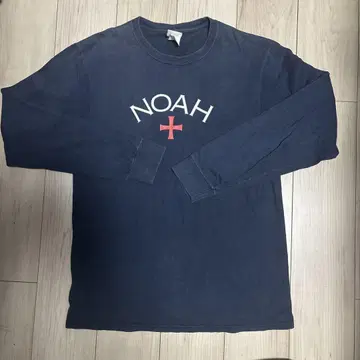 NOAH 네이비 로고 긴팔 T셔츠