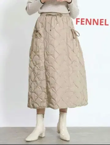 FENNEL 도트 퀼팅 A라인 스커트 2024AW 베이지