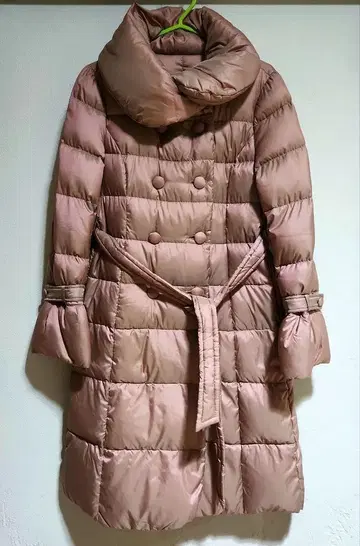 멜바유 방트 초경량 숄카라 핑크 다운 코트