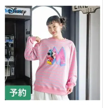 Disney 미키 스트라이프 맨투맨 L