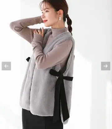 fitmore 핏모어 사이드 리본 에코 퍼 베스트 퍼 베스트 그레이