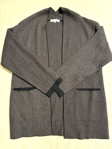 [ 새상품급 ] 헤링본 무늬 미들 기장 옷감 가디건 M 사이즈