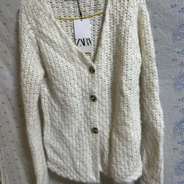 ZARA 알파카 아이보리 니트 가디건 M