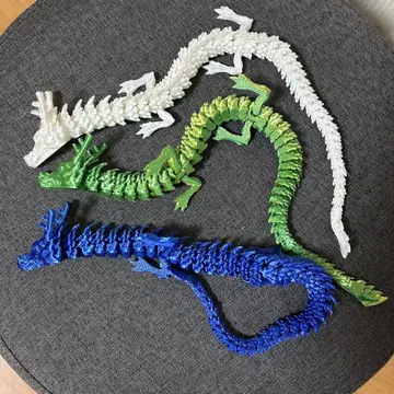 가동식 드래곤 피규어 3개 세트 약 29cm 화이트, 파랑, 그린
