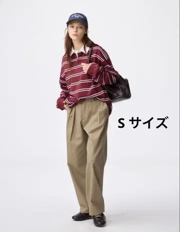 GU 치노 배럴 레그 턱 팬츠 S 새상품