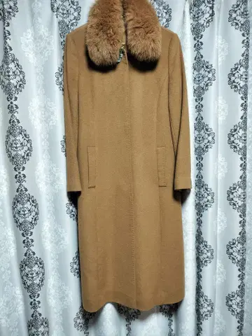 캐시미어 카멜색 퍼 롱 코트 M