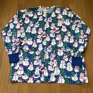 눈사람 스노우맨 빈티지 구제 의류 롱T 셔츠 크리스마스 해외