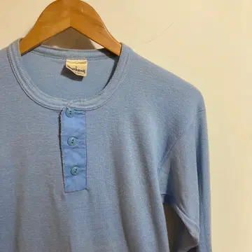 레어 80년대 후기 빈티지 Healthknit 헨리넥 티셔츠
