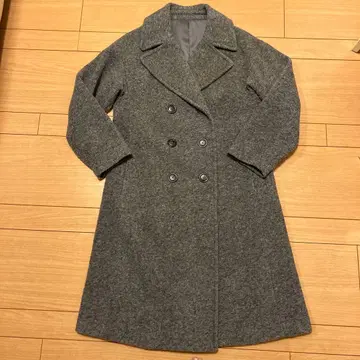 그레이 더블 브레스트 롱 코트