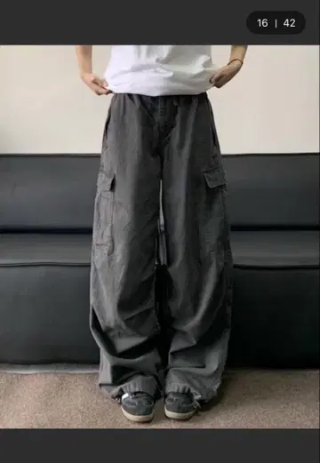 NOWLE 빈티지 라이크 루즈핏 카고 팬츠 M