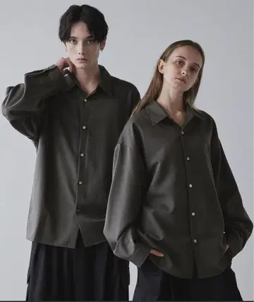 CLEL 벌룬 소매 루즈 레귤러 카라 셔츠 M 사이즈