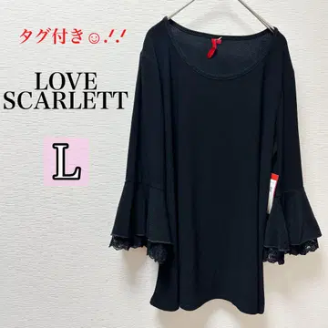 LOVE SCARLETT 블랙 플레어 슬리브 튜닉 L 레이스