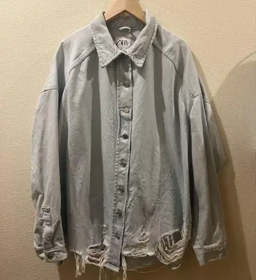 ZARA 라이트 블루 오버 사이즈 데님 자켓 S-M