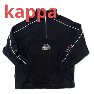 카파 하프 지퍼 맨투맨 블랙 M 자수 로고 y2k