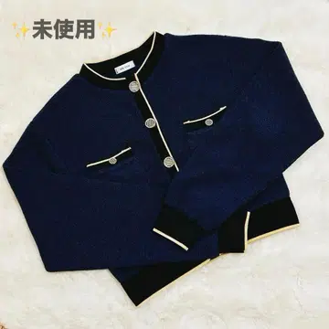 새상품급 노카라 자켓 가디건 네이비 골드 골드 버튼 2WAY
