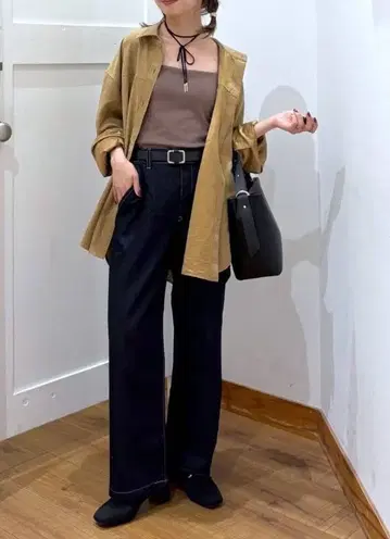 피치 새틴 셔츠 긴팔 M