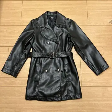 AND DEEP 여성용 블랙 가죽 느낌 자켓 코트