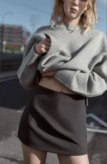 ZARA 하이웨스트 스코트 다크 그레이 XS