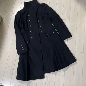 COMME CA ISM 컴시즘 스탠드 카라 롱 코트 블랙