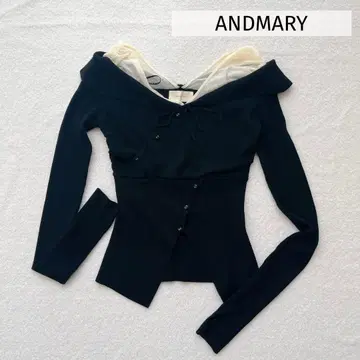ANDMARY Lazy 튤 니트 탑 블랙