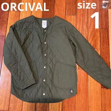 ORCIVAL 오르시발 퀼팅 자켓 노카라 충전솜 카키 1