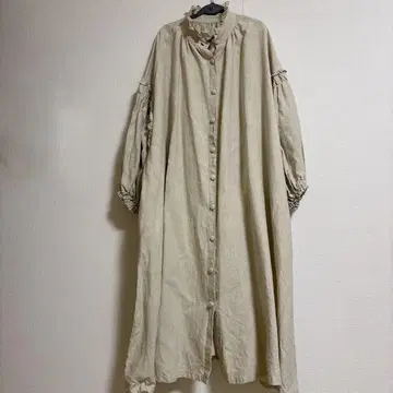 핸드메이드 베이지 롱 원피스 포켓 부착