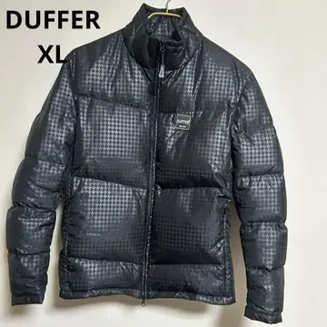DUFFER 다운 자켓 블랙 하운드투스 체크 패턴 XL 사이즈