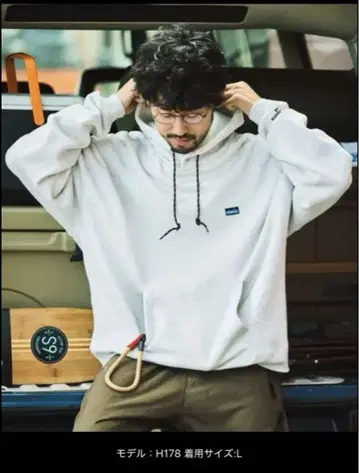 KAVU 빅 실루엣 풀오버 후드티 SMALL 그레이