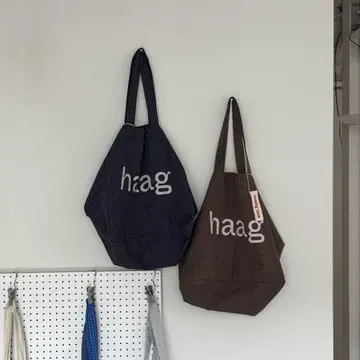 haag 토트백 네이비 체크