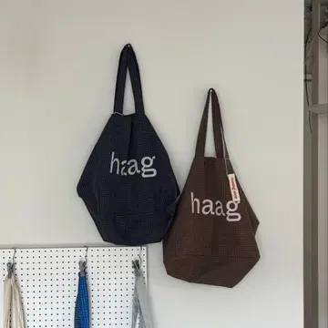 미사용 새상품 haag 토트백 네이비 체크