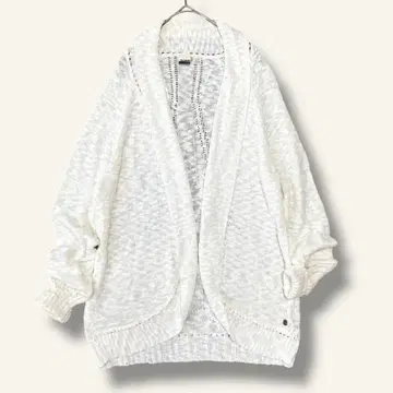 ROXY 록시 크로 셰 뜨개질 볼레로 가디건 화이트 긴팔 코튼 면